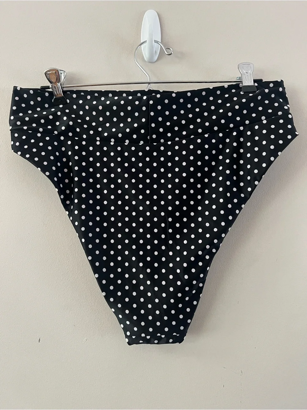aerie Black cream polka Dot High Waist high cut Bikini Bottoms ladies size xl